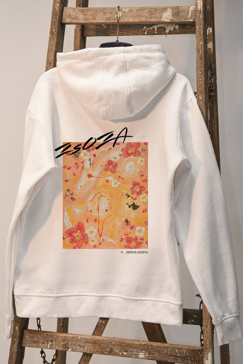 Virágok-kapucnis pulóver